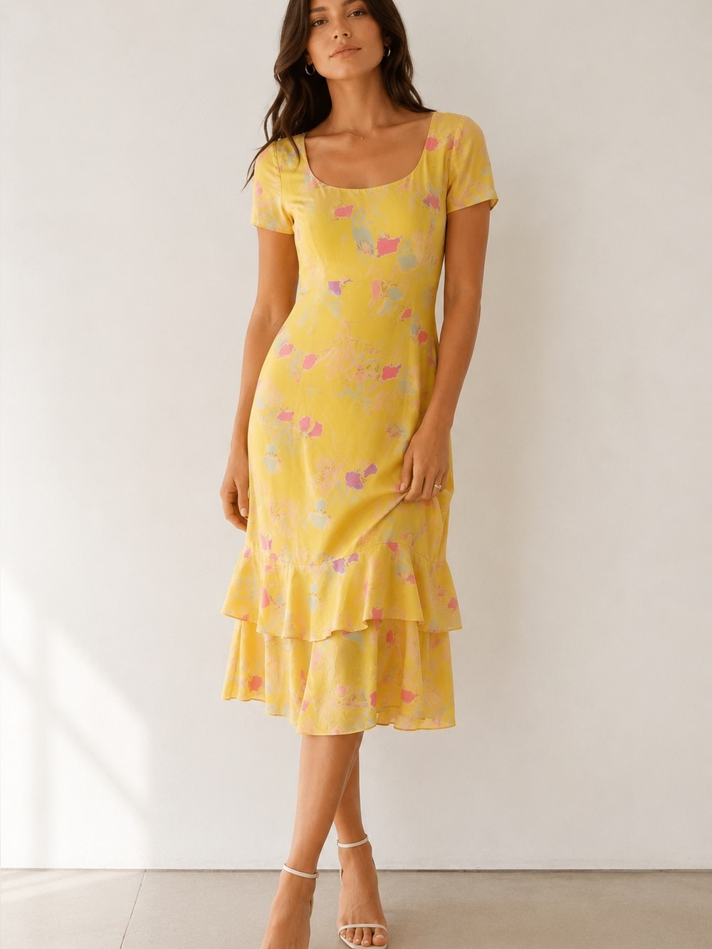 NWT Vintage Escada Silk Floral Midi Dress